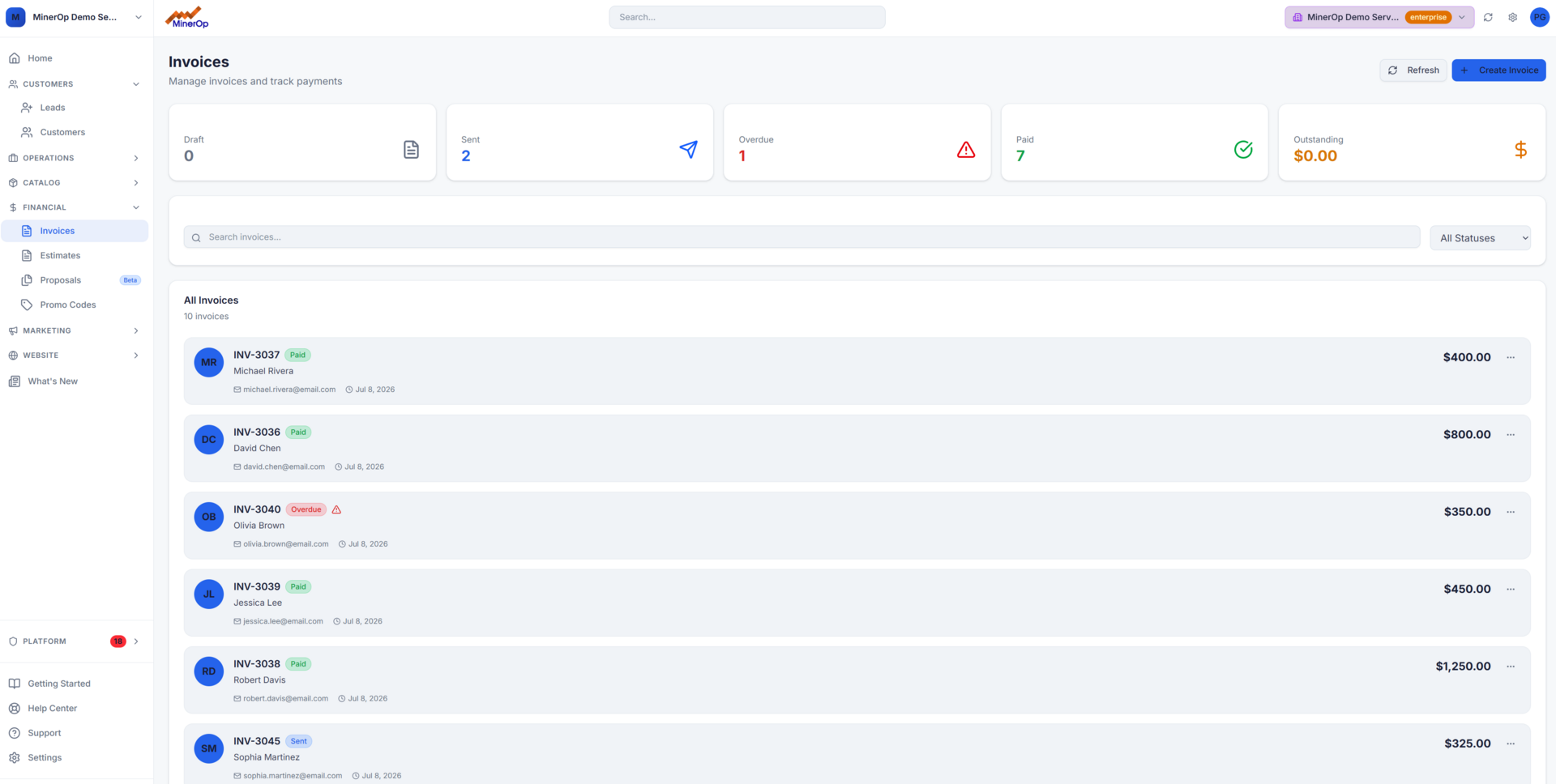 Estimates, invoices and payments