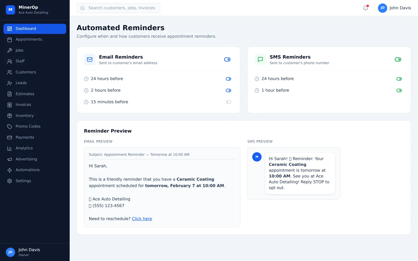 Automatic Reminders Go Out